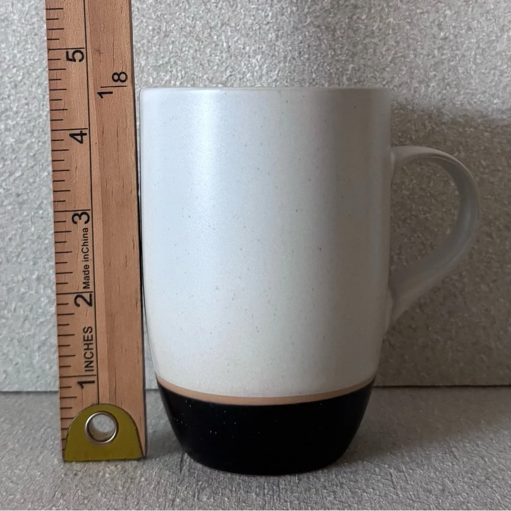 VTG Crate & Barrel Terra Mugs Set of 2 Tan Bands Speckled Stoneware Japan RARE